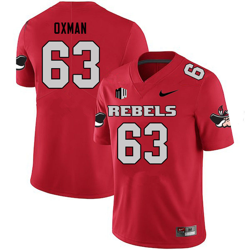 Men #63 David Oxman UNLV Rebels College Football Jerseys Sale-Scarlet - Click Image to Close